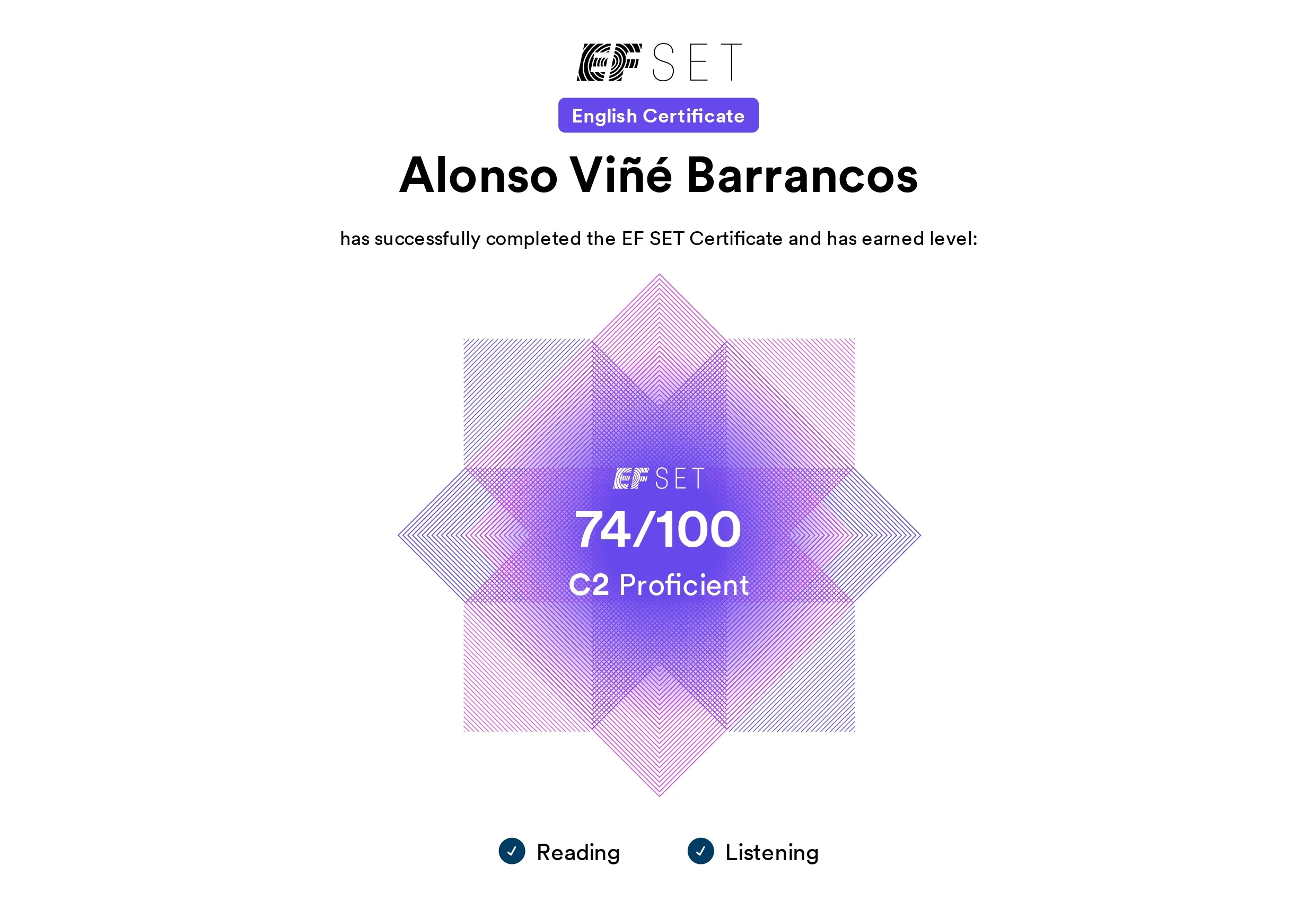 EF SET English Certificate (C2 Proficient)